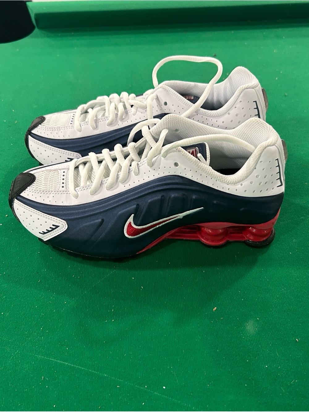 Nike Men’s White Navy Red Shox Sneakers